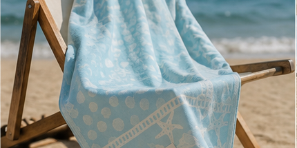 SunKiss Dubai Turkish Beach Towel – Sea Life Starfish Sky Blue | 100 x 80 cm Cotton Towel