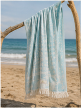 SunKiss Dubai Turkish Beach Towel – Sea Life Starfish Sky Blue | 100 x 80 cm Cotton Towel