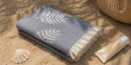 SunKiss Dubai Turkish Beach Towel – Grey Feather | 100 x 80 cm Cotton Towel