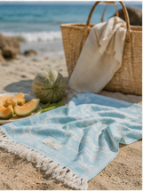 SunKiss Dubai Turkish Beach Towel – Sea Life Starfish Sky Blue | 100 x 80 cm Cotton Towel