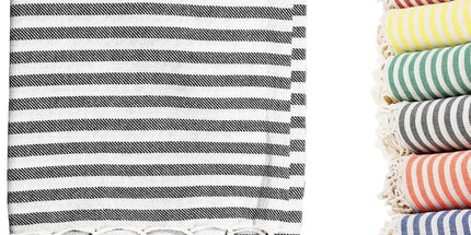 Turkish Cotton Hand Towel Light Grey Stripes 45x90cm | Soft & Quick-Dry | SunKiss Dubai