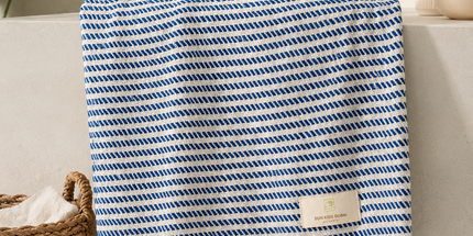 Turkish Cotton Hand Towel Blue Stripes 45x90cm | Soft & Quick-Dry | SunKiss Dubai