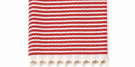 Turkish Cotton Hand Towel Red Stripes 45x90cm | Soft & Quick-Dry | SunKiss Dubai