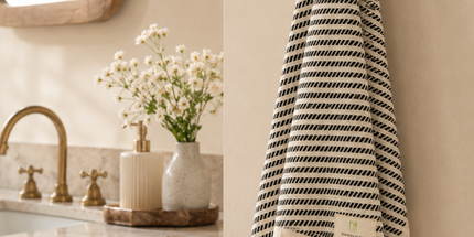 Turkish Cotton Hand Towel Black Stripes 45x90cm | Soft & Quick-Dry | SunKiss Dubai
