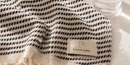 Turkish Cotton Hand Towel Black Stripes 45x90cm | Soft & Quick-Dry | SunKiss Dubai