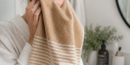 Turkish Cotton Hand Towel Yellow Stripes 45x90cm | Soft & Quick-Dry | SunKiss Dubai