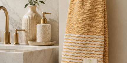 Turkish Cotton Hand Towel Yellow Stripes 45x90cm | Soft & Quick-Dry | SunKiss Dubai