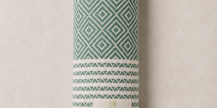 Turkish Cotton Hand Towel Green Zig-Zag 45x90cm | Soft & Quick-Dry | SunKiss Dubai