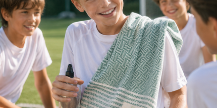 Turkish Cotton Hand Towel Green Zig-Zag 45x90cm | Soft & Quick-Dry | SunKiss Dubai