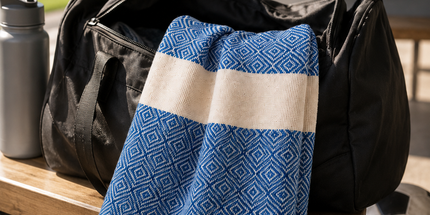 Turkish Cotton Hand Towel Navy Blue Zig-Zag 45x90cm | Soft & Quick-Dry | SunKiss Dubai