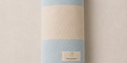 Turkish Cotton Hand Towel Baby Blue Stripes 45x90cm | Soft & Quick-Dry | SunKiss Dubai