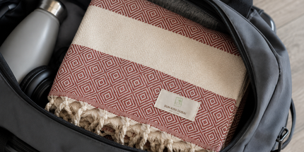 Turkish Cotton Hand Towel Maroon Zig-Zag 45x90cm | Soft & Quick-Dry | SunKiss Dubai