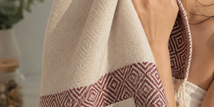 Turkish Cotton Hand Towel Maroon Zig-Zag 45x90cm | Soft & Quick-Dry | SunKiss Dubai
