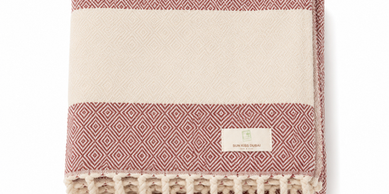 Turkish Cotton Hand Towel Maroon Zig-Zag 45x90cm | Soft & Quick-Dry | SunKiss Dubai