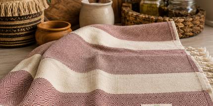 Turkish Cotton Hand Towel Maroon Zig-Zag 45x90cm | Soft & Quick-Dry | SunKiss Dubai
