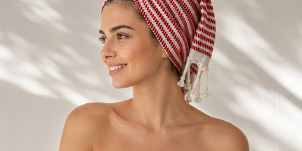 Turkish Cotton Hand Towel Red Stripes 45x90cm | Soft & Quick-Dry | SunKiss Dubai