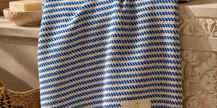 Turkish Cotton Hand Towel Blue Stripes 45x90cm | Soft & Quick-Dry | SunKiss Dubai