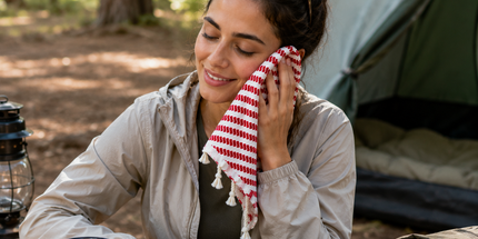 Turkish Cotton Hand Towel Red Stripes 45x90cm | Soft & Quick-Dry | SunKiss Dubai