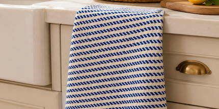 Turkish Cotton Hand Towel Blue Stripes 45x90cm | Soft & Quick-Dry | SunKiss Dubai