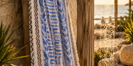 SunKiss Dubai Turkish Beach Towel – Bohemian Petrol Blue Waves | 100 x 80 cm Cotton Towel