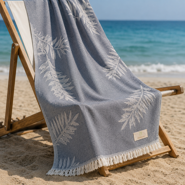 SunKiss Dubai Turkish Beach Towel – Grey Feather | 100 x 80 cm Cotton Towel