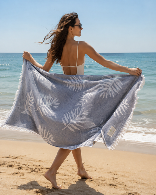 SunKiss Dubai Turkish Beach Towel – Grey Feather | 100 x 80 cm Cotton Towel