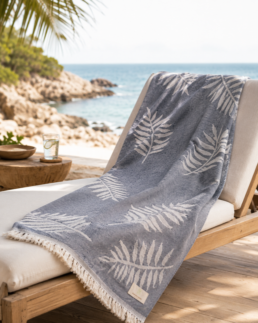 SunKiss Dubai Turkish Beach Towel – Grey Feather | 100 x 80 cm Cotton Towel