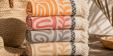 SunKiss Dubai Turkish Beach Towel – Bohemian Orange Waves | 100 x 80 cm Cotton Towel