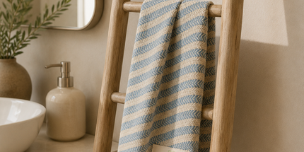 Turkish Cotton Hand Towel Sky Blue Stripes 45x90cm | Soft & Quick-Dry | SunKiss Dubai