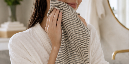 Turkish Cotton Hand Towel Black Stripes 45x90cm | Soft & Quick-Dry | SunKiss Dubai