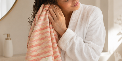 Turkish Cotton Hand Towel Peach Stripes 45x90cm | Soft & Quick-Dry | SunKiss Dubai