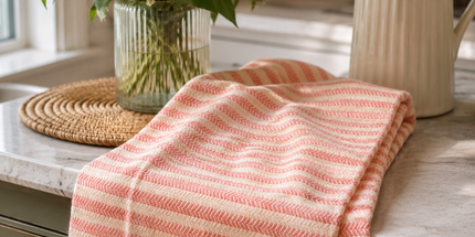 Turkish Cotton Hand Towel Peach Stripes 45x90cm | Soft & Quick-Dry | SunKiss Dubai