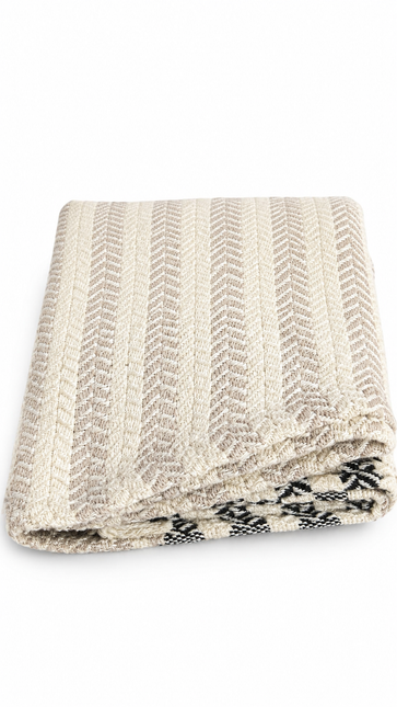 Turkish Cotton Hand Towel Beige Stripes 45x90cm | Soft & Quick-Dry | SunKiss Dubai