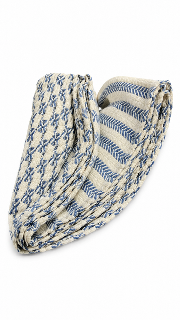 Turkish Cotton Hand Towel Indigo Blue Stripes 45x90cm | Soft & Quick-Dry | SunKiss Dubai