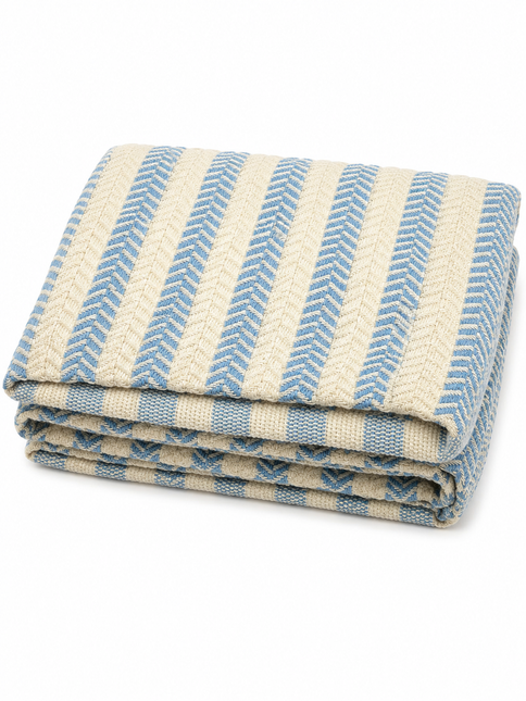Turkish Cotton Hand Towel Sky Blue Stripes 45x90cm | Soft & Quick-Dry | SunKiss Dubai