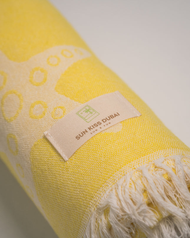 SunKiss Dubai Turkish Beach Towel - Yellow Stars (100cm x 80cm)