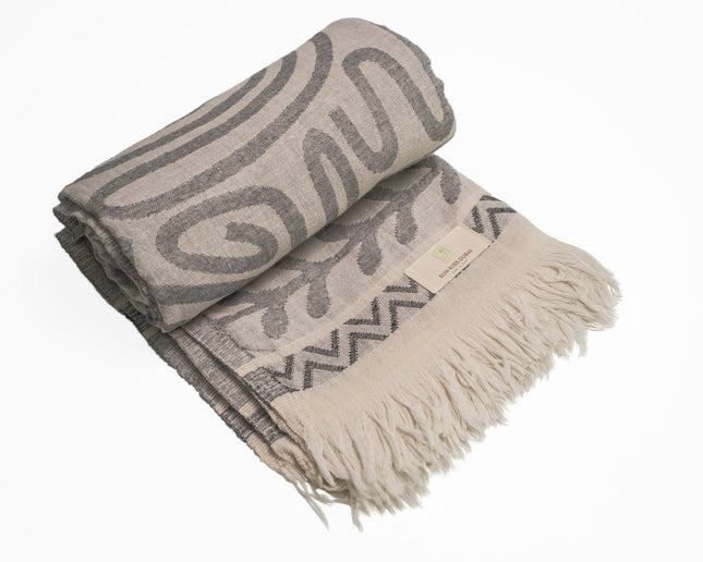 SunKiss Dubai Turkish Beach Towel - Grey Waves (100cm x 80cm)