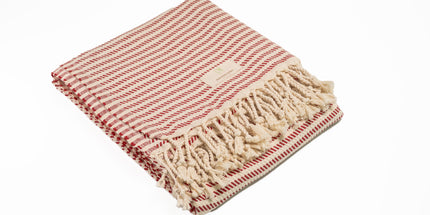 SunKiss Dubai Turkish Beach Towel - Red Stripes (100cm x 80cm)