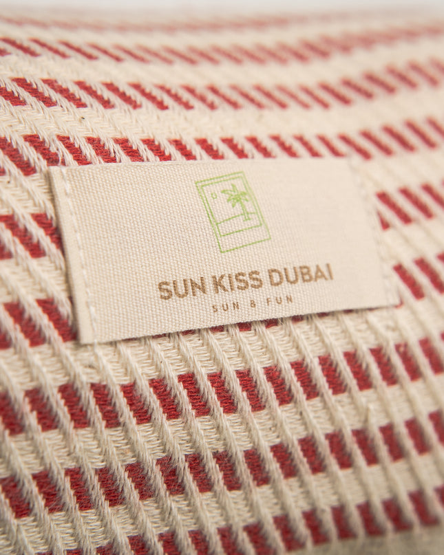 SunKiss Dubai Turkish Beach Towel - Red Stripes (100cm x 80cm)