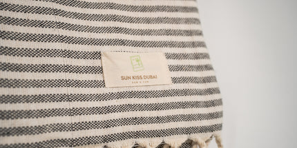 SunKiss Dubai Turkish Beach Towel - Black Stripes (100cm x 80cm)