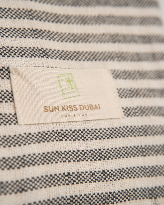 SunKiss Dubai Turkish Beach Towel - Black Stripes (100cm x 80cm)