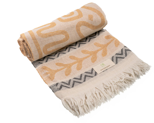 SunKiss Dubai Turkish Beach Towel - Orange Waves (100cm x 80cm)