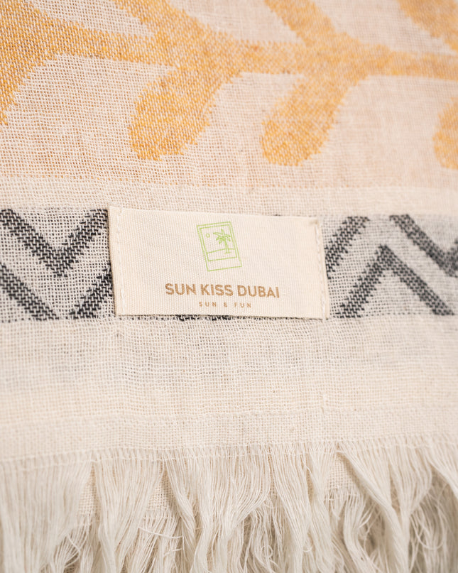 SunKiss Dubai Turkish Beach Towel - Orange Waves (100cm x 80cm)
