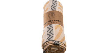 SunKiss Dubai Turkish Beach Towel - Orange Waves (100cm x 80cm)