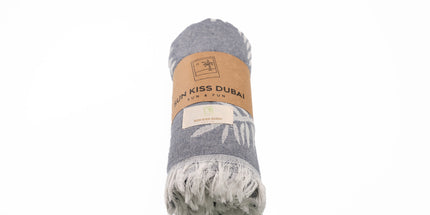 SunKiss Dubai Turkish Beach Towel - Grey Feather (100cm x 80cm)
