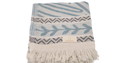 SunKiss Dubai Turkish Beach Towel - Petrol Blue Waves (100cm x 80cm)