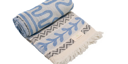 SunKiss Dubai Turkish Beach Towel - Blue Waves (100cm x 80cm)