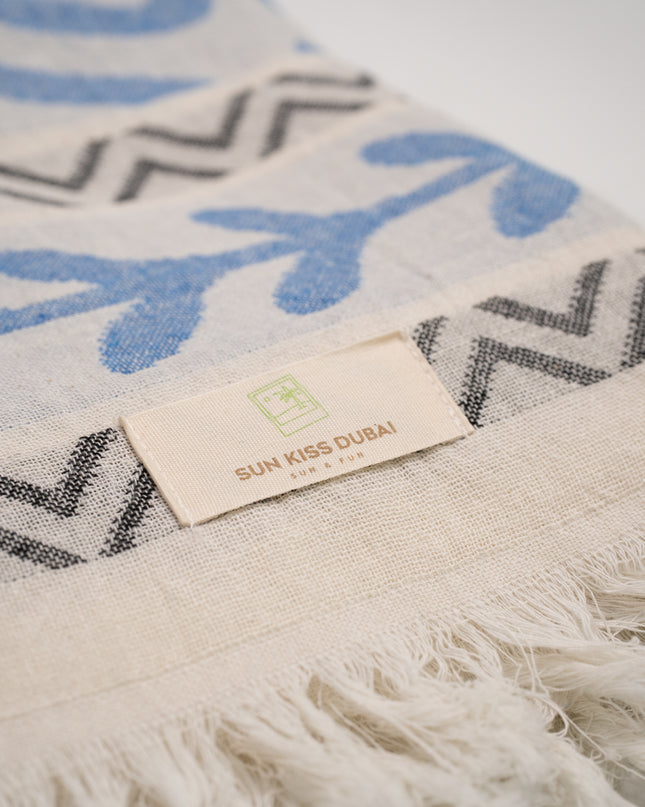 SunKiss Dubai Turkish Beach Towel - Blue Waves (100cm x 80cm)