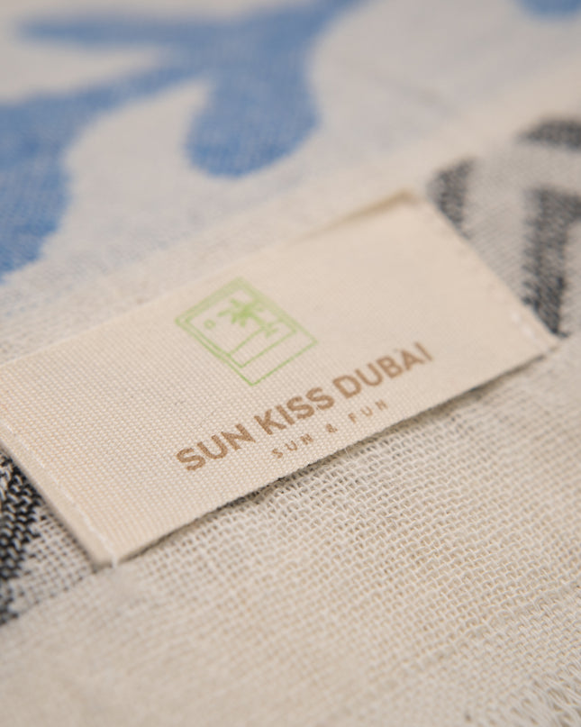 SunKiss Dubai Turkish Beach Towel - Blue Waves (100cm x 80cm)