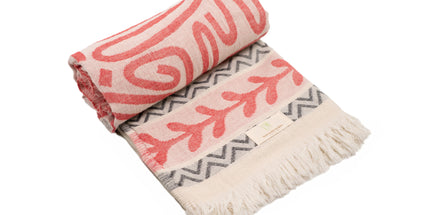 SunKiss Dubai Turkish Beach Towel - Red Waves (100cm x 80cm)